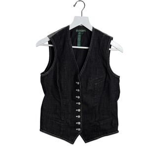 Lauren Jeans Company Ralph Lauren Denim Button-Front Vintage Vest W1744 Sz L
